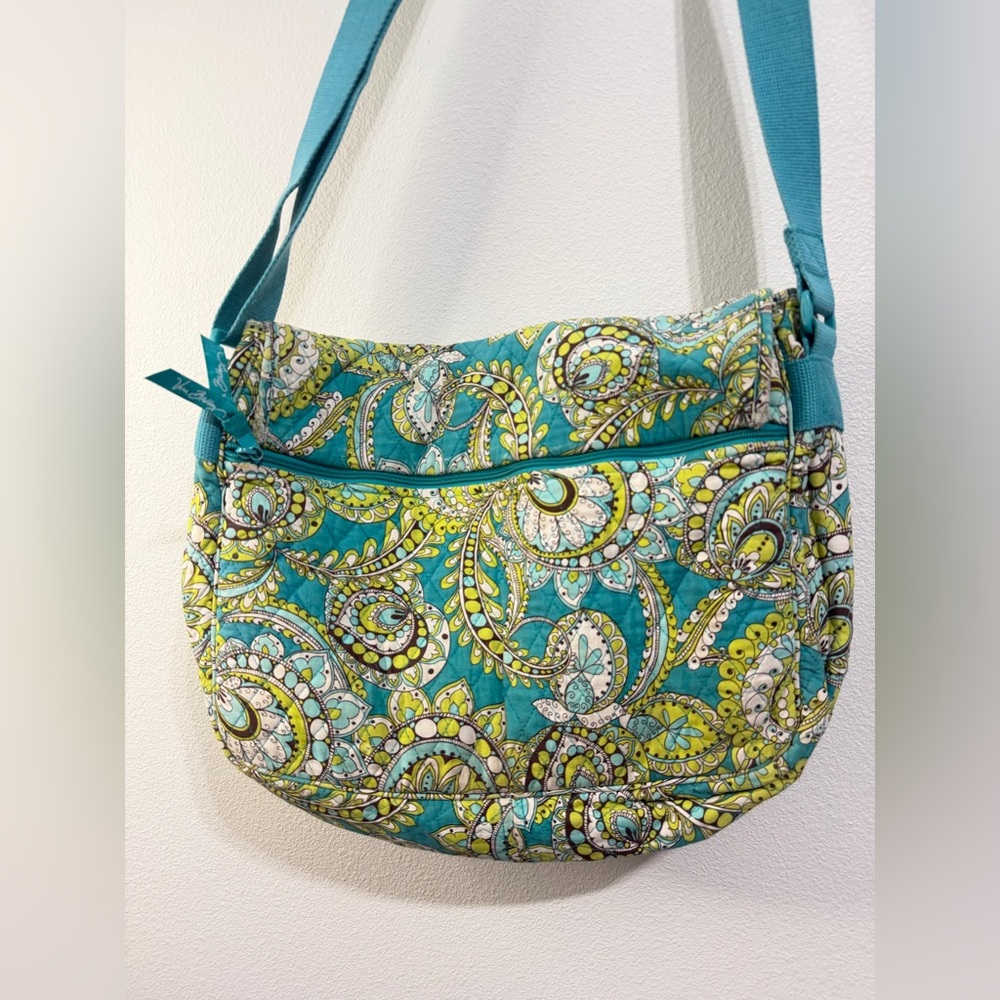 Vera Bradley Teal and Yellow Paisley Shoulder Bag